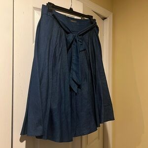 Denim color Gracia Fit and flare Circle skirt with tie at waist!